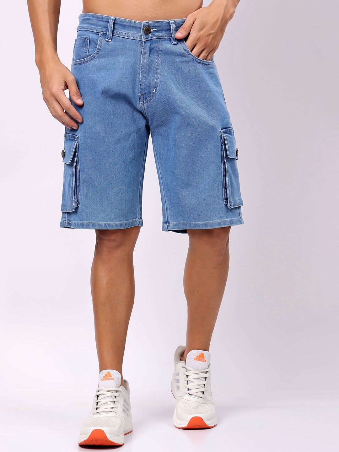 

London Hills Men Denim Running Cargo Shorts, Blue