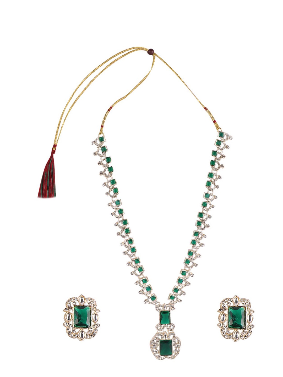 

Keviv Silver-Plated Kundan-Studded Jewellery Set