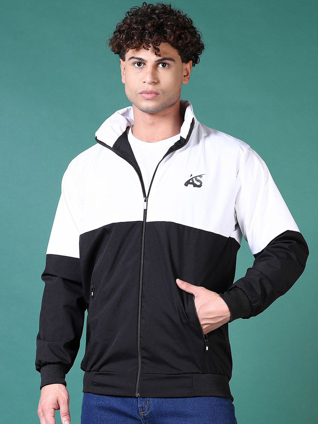 

V-Mart Men Colourblocked Bomber Jacket, Black