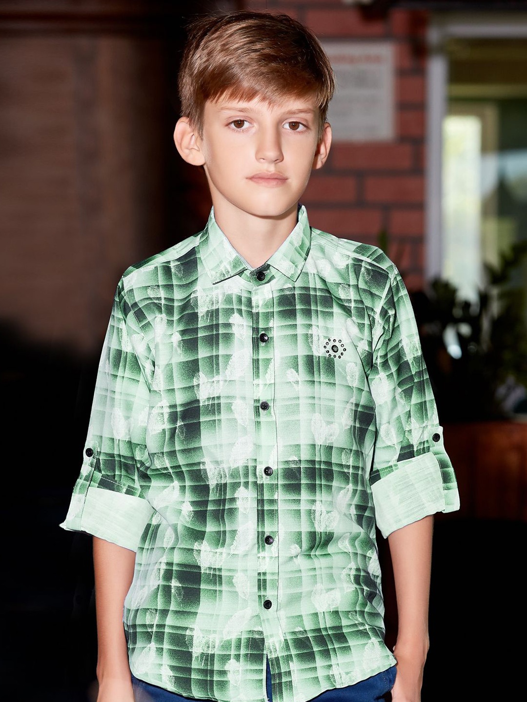 

MashUp Boys Opaque Printed Casual Shirt, Green