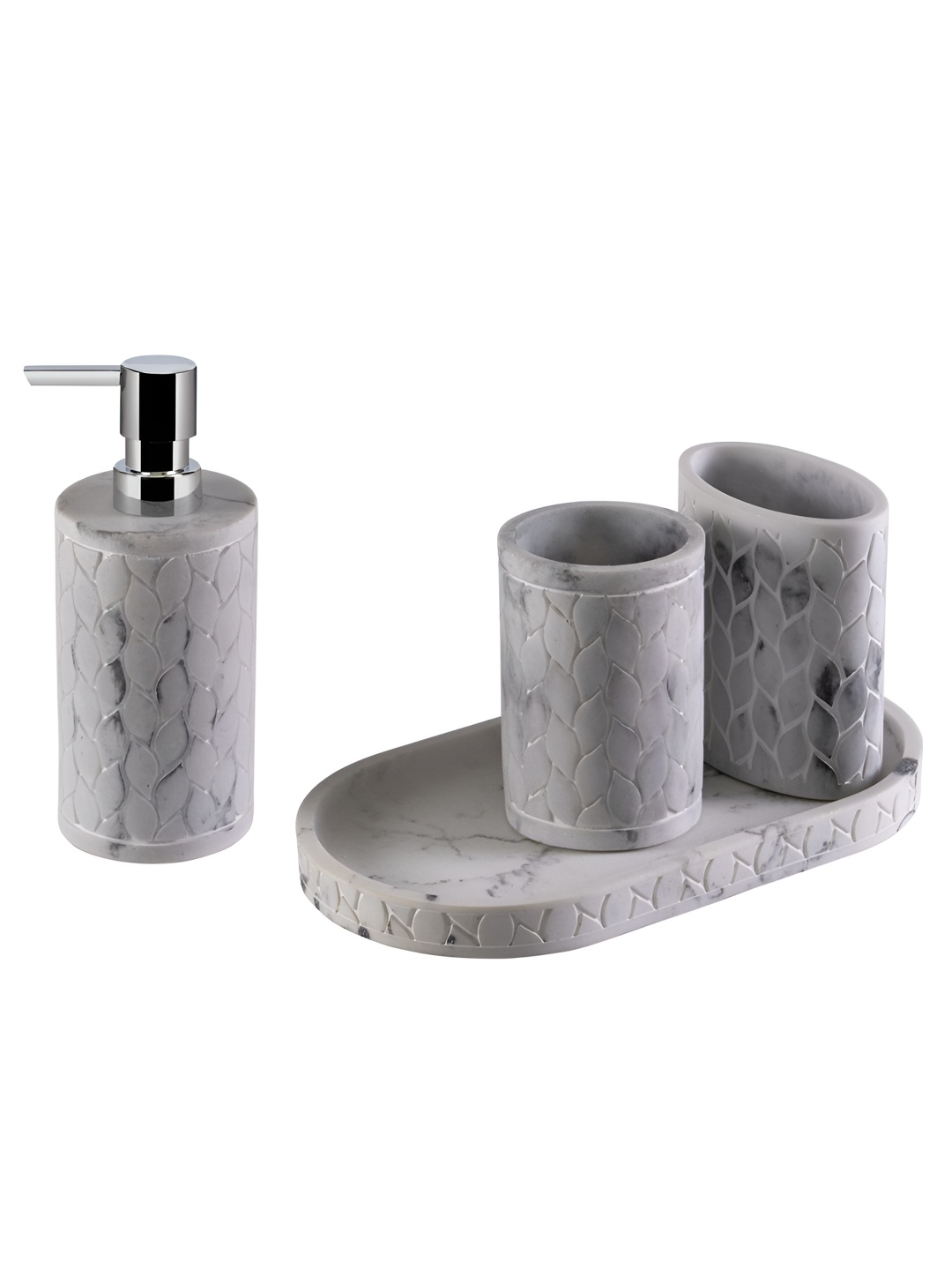 

Freelance Grey 4 piece Floral Polyresin Bath Accessories Set