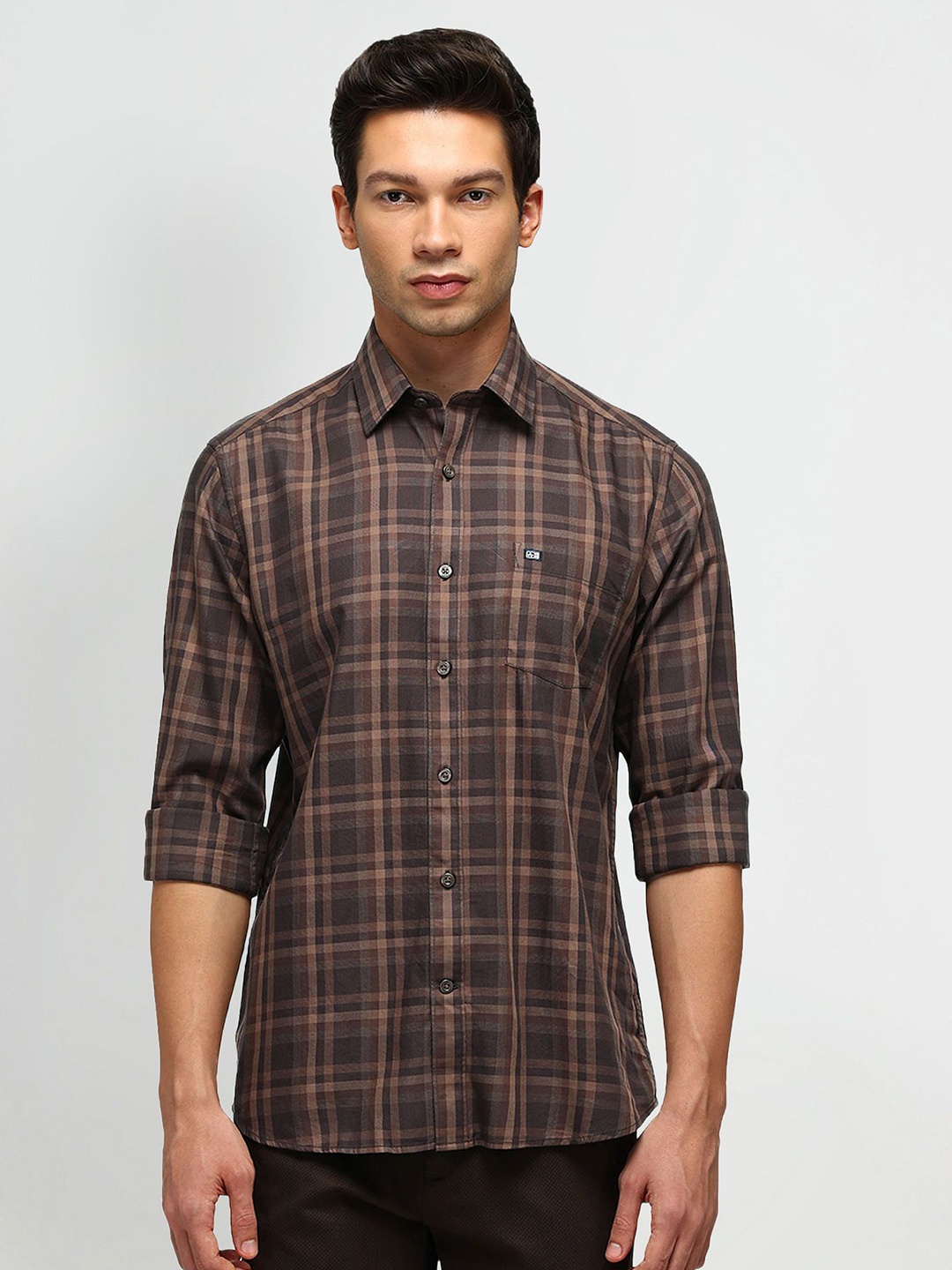 

Arrow Sport Men Slim Fit Opaque Checked Casual Shirt, Brown