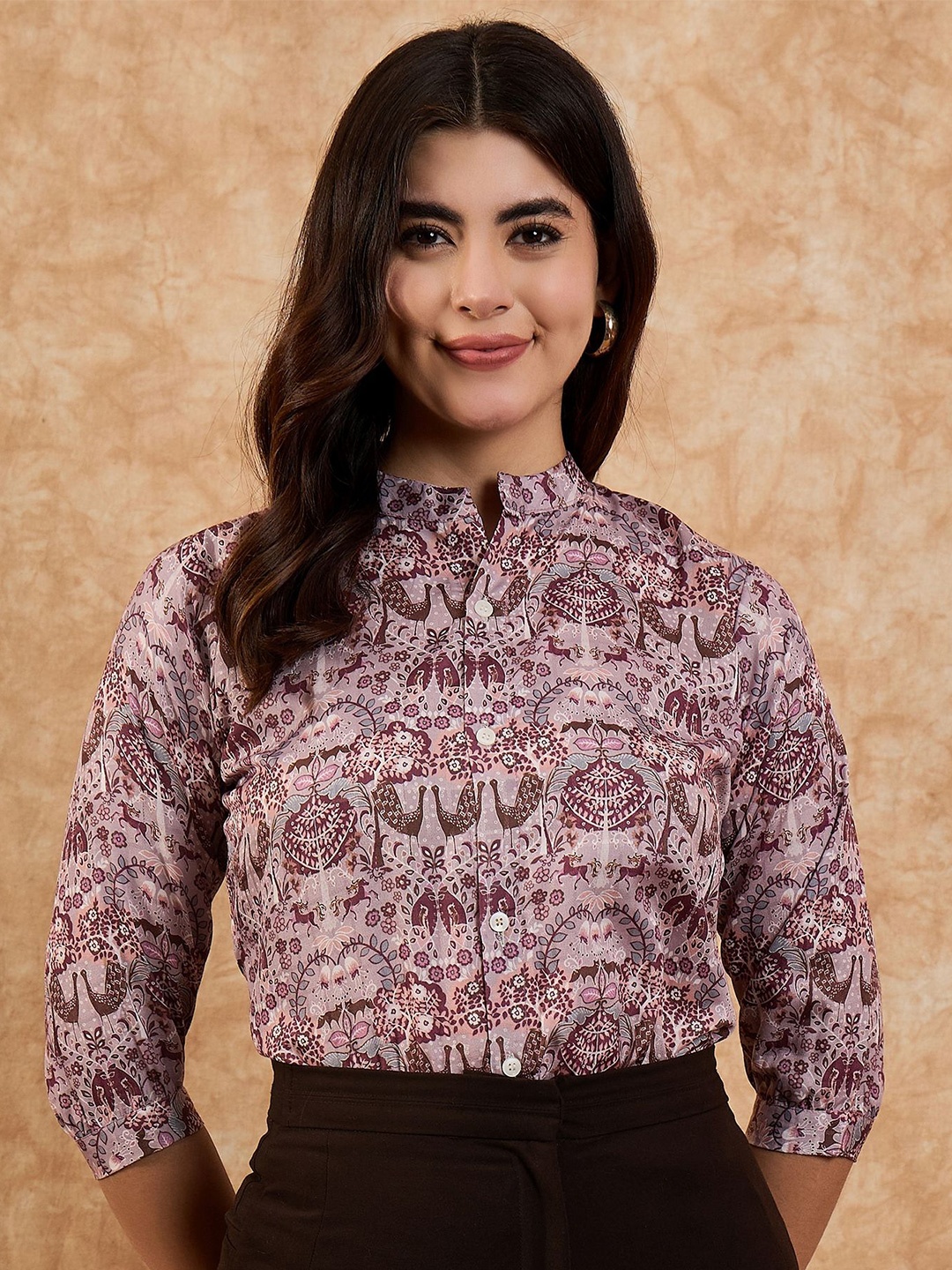 

Anouk Women Ethnic Motifs Printed Cotton Casual Shirt, Purple