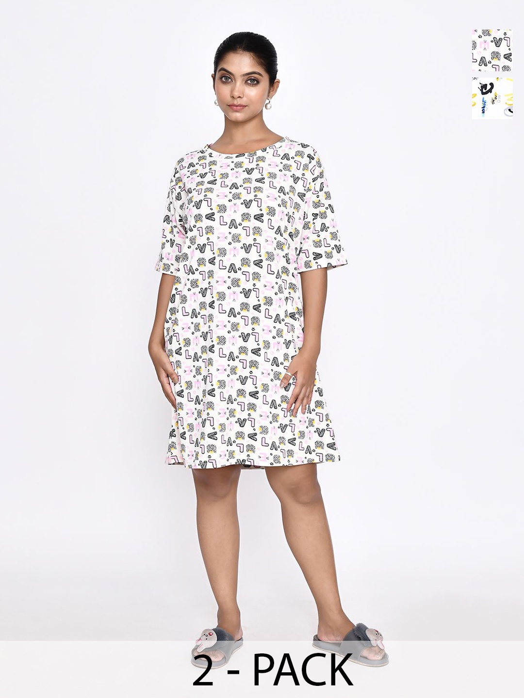 

RAPL Printed Nightdress, White