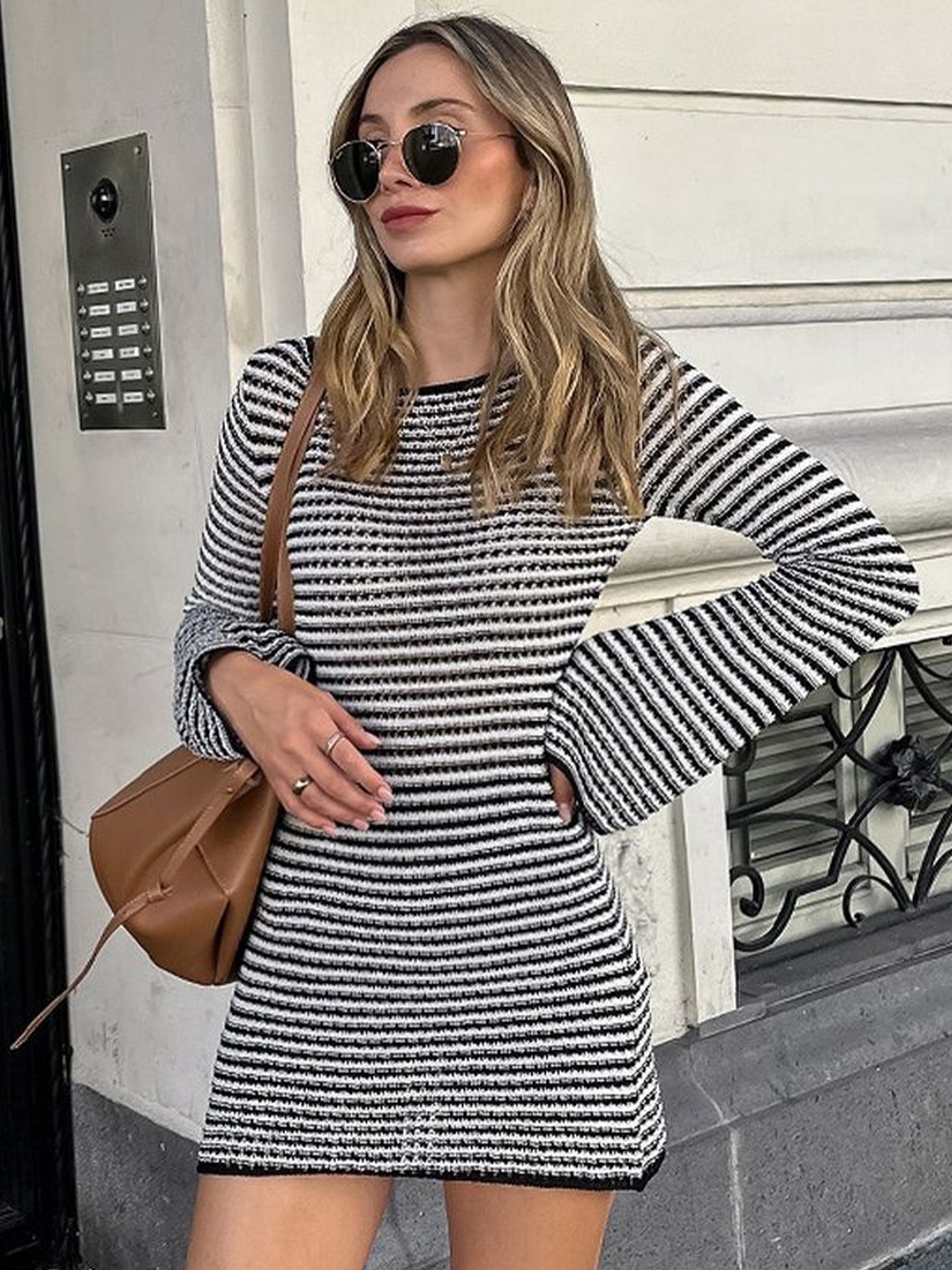 

LULU & SKY Women Striped Bell Sleeves A-Line Dress, Multi