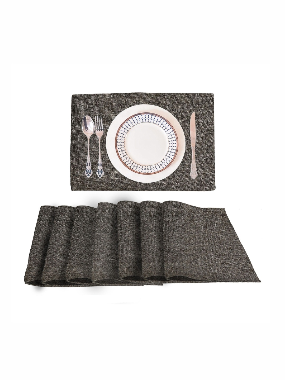 

Lushomes Grey 8 Pieces Jute Table Placemats, Brown