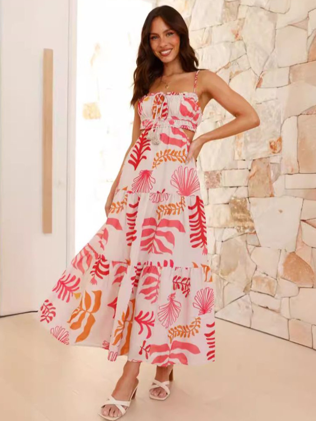 

StyleCast Floral Print Chiffon A-Line Midi Dress, White