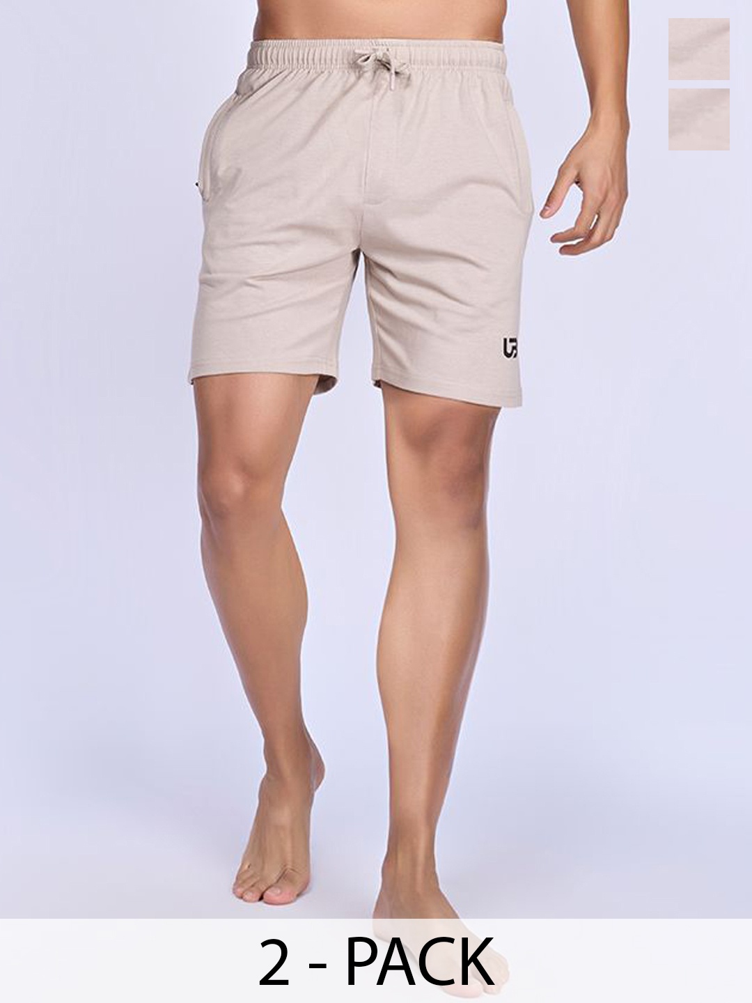 

Unibro Men Pack Of 2 Mid-Rise Shorts, Beige