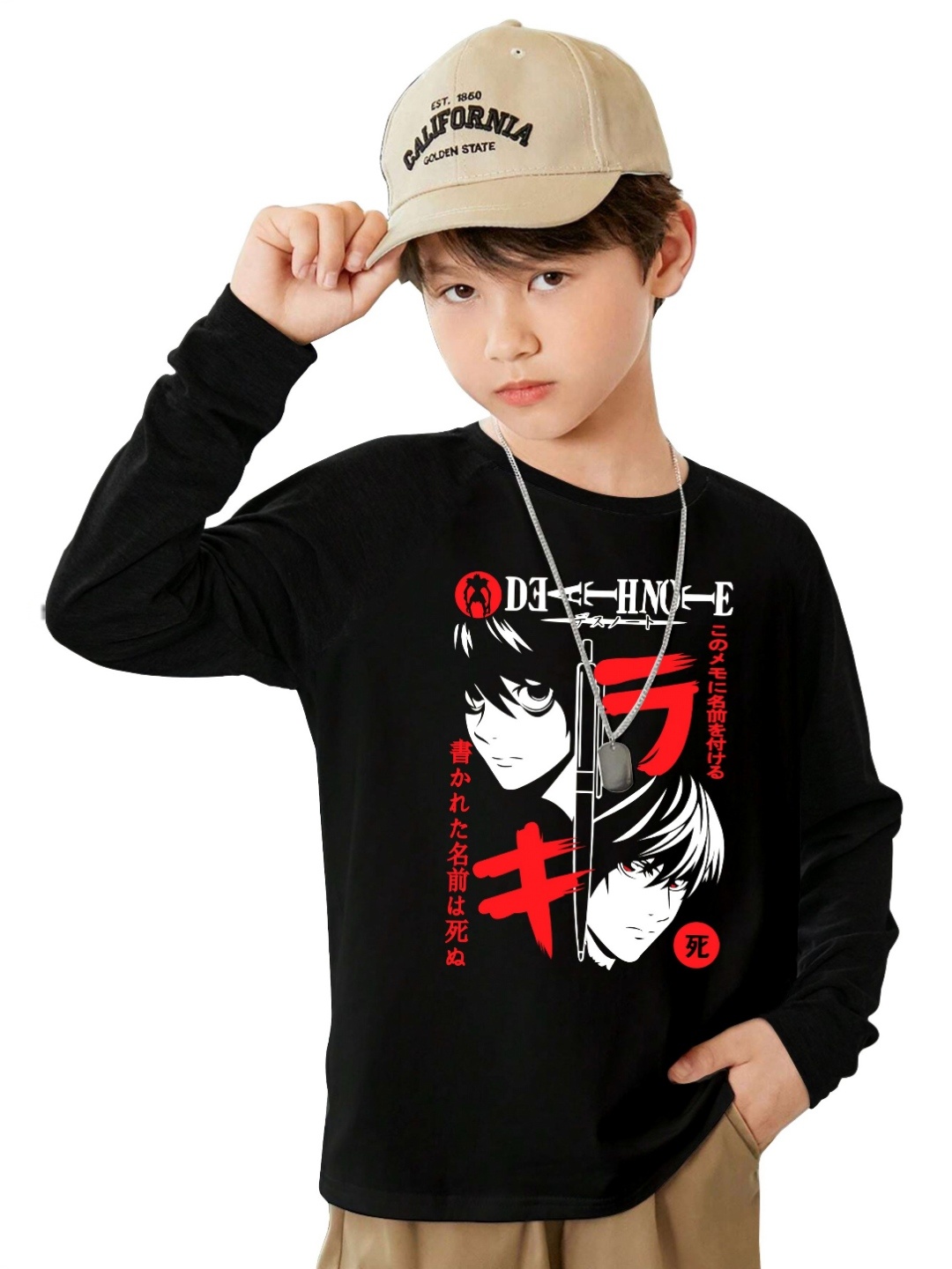 

BAESD Boys Anime Printed T-shirt, Black