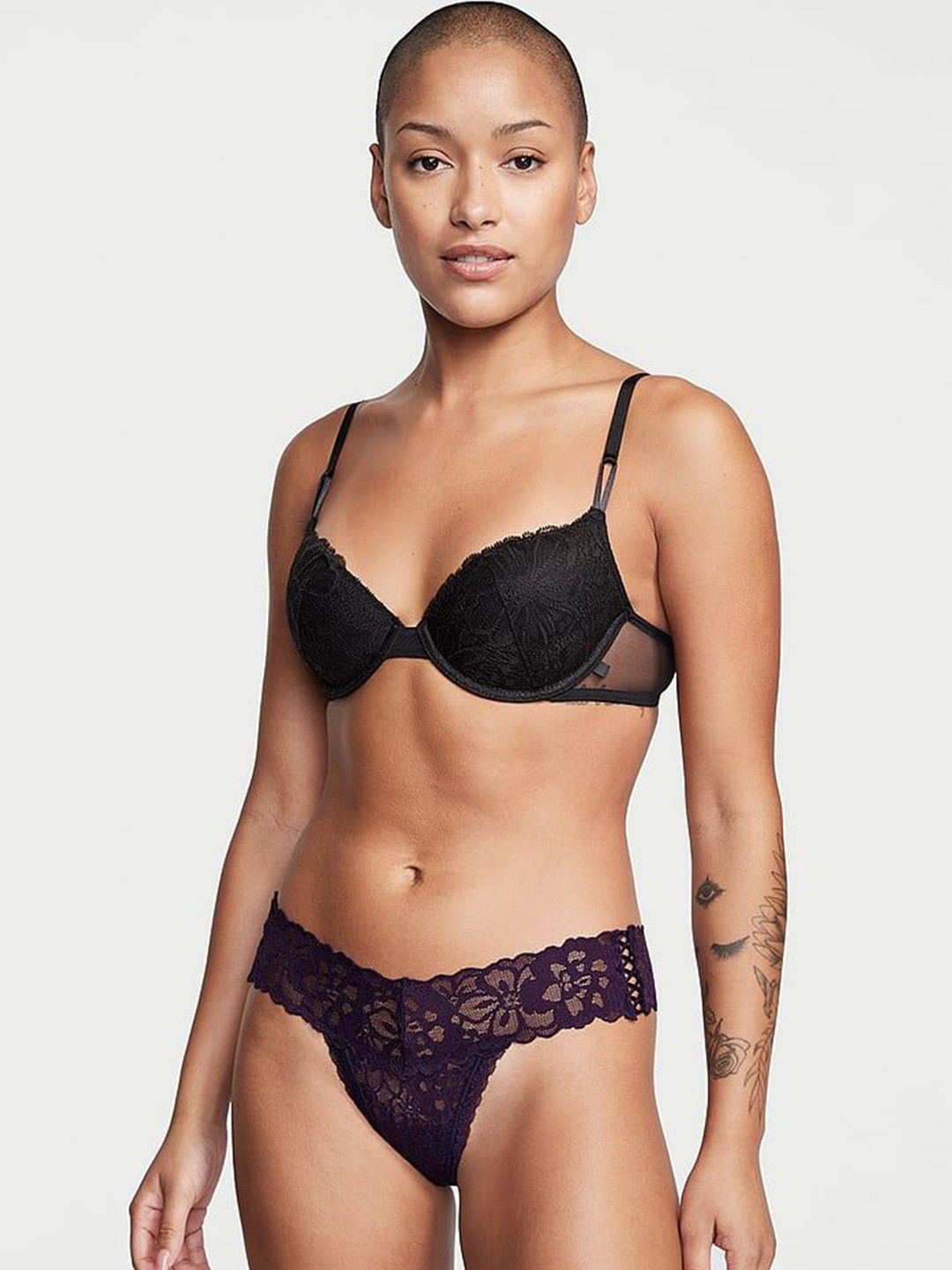 

Victoria's Secret Lacie Lace-Up Thong Panty 1118387902P0, Purple