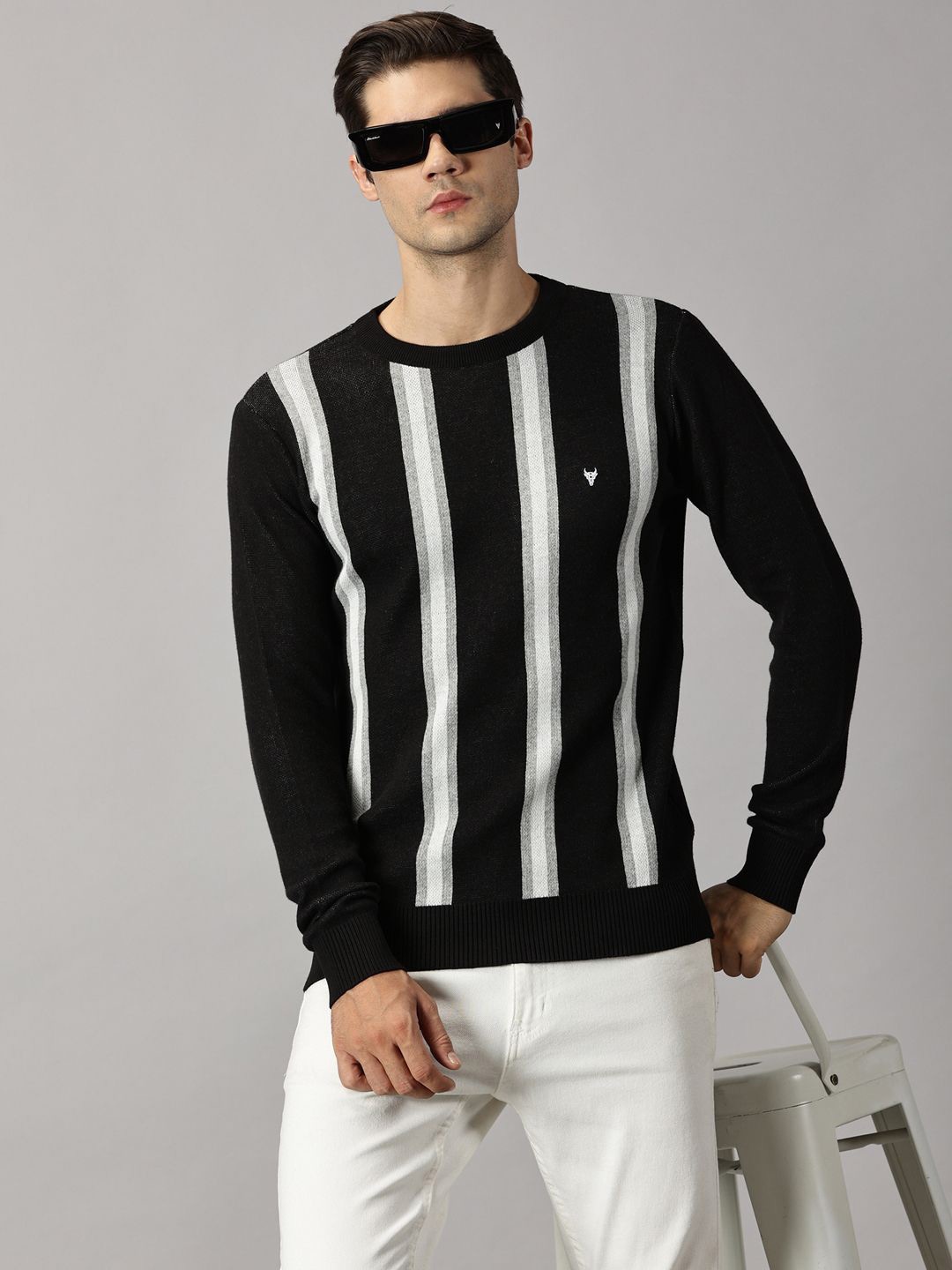 

BLACK BUCK Striped Crew Neck Sweater