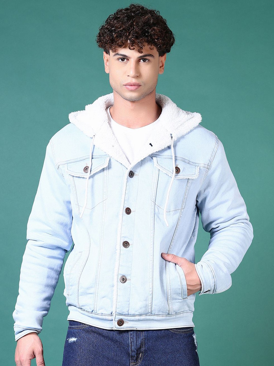 

V-Mart Men Washed Denim Jacket, Blue