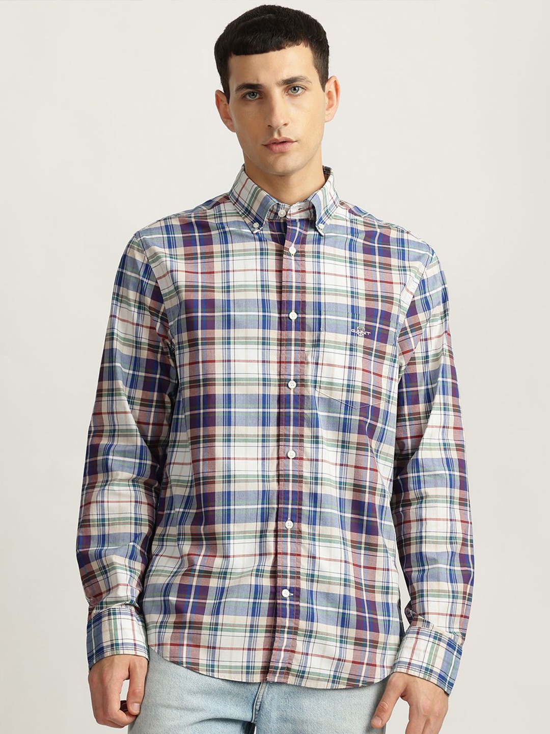 

GANT Men Tartan Checks Opaque Checked Casual Shirt, Multi