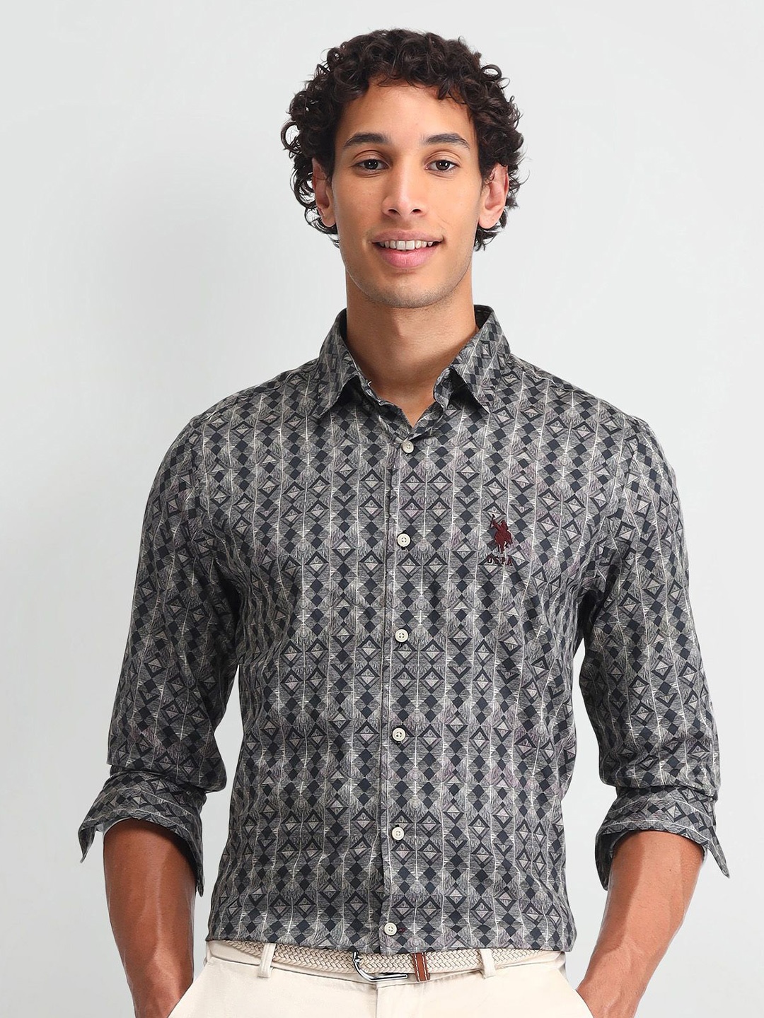 

U.S. Polo Assn. Denim Co. Men Classic Opaque Printed Casual Shirt, Brown