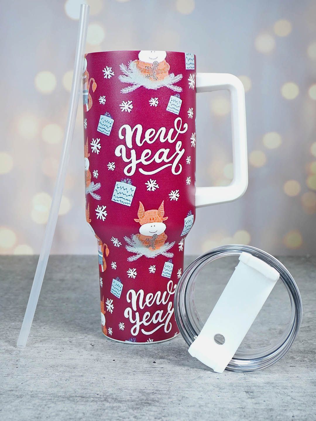 

Little Surprise Box LLP Maroon & White Single Stainless Steel Printed Single Wall Vacuum Water Bottle