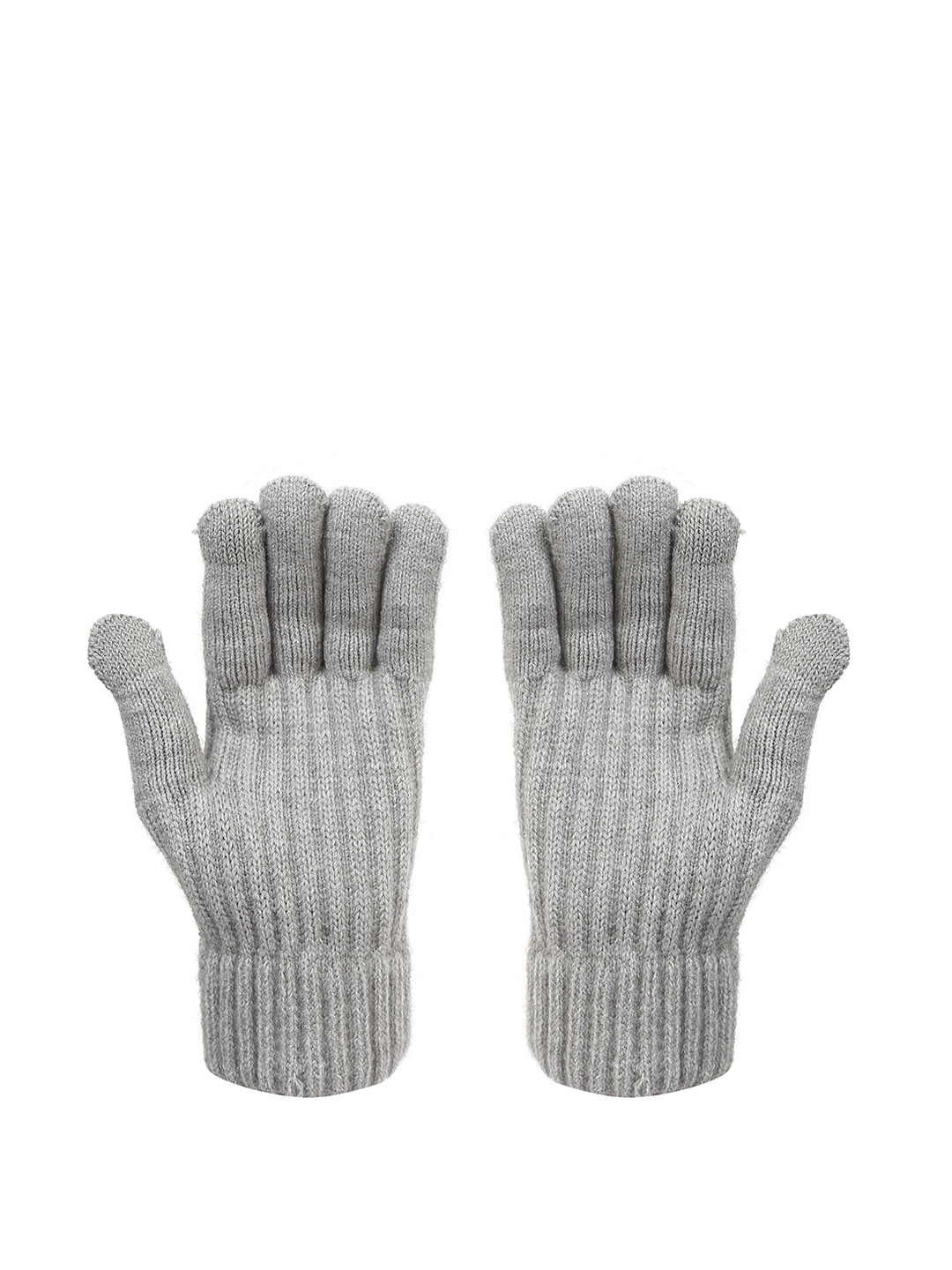 

FabSeasons Unisex Striped Acrylic Winter Gloves, Grey