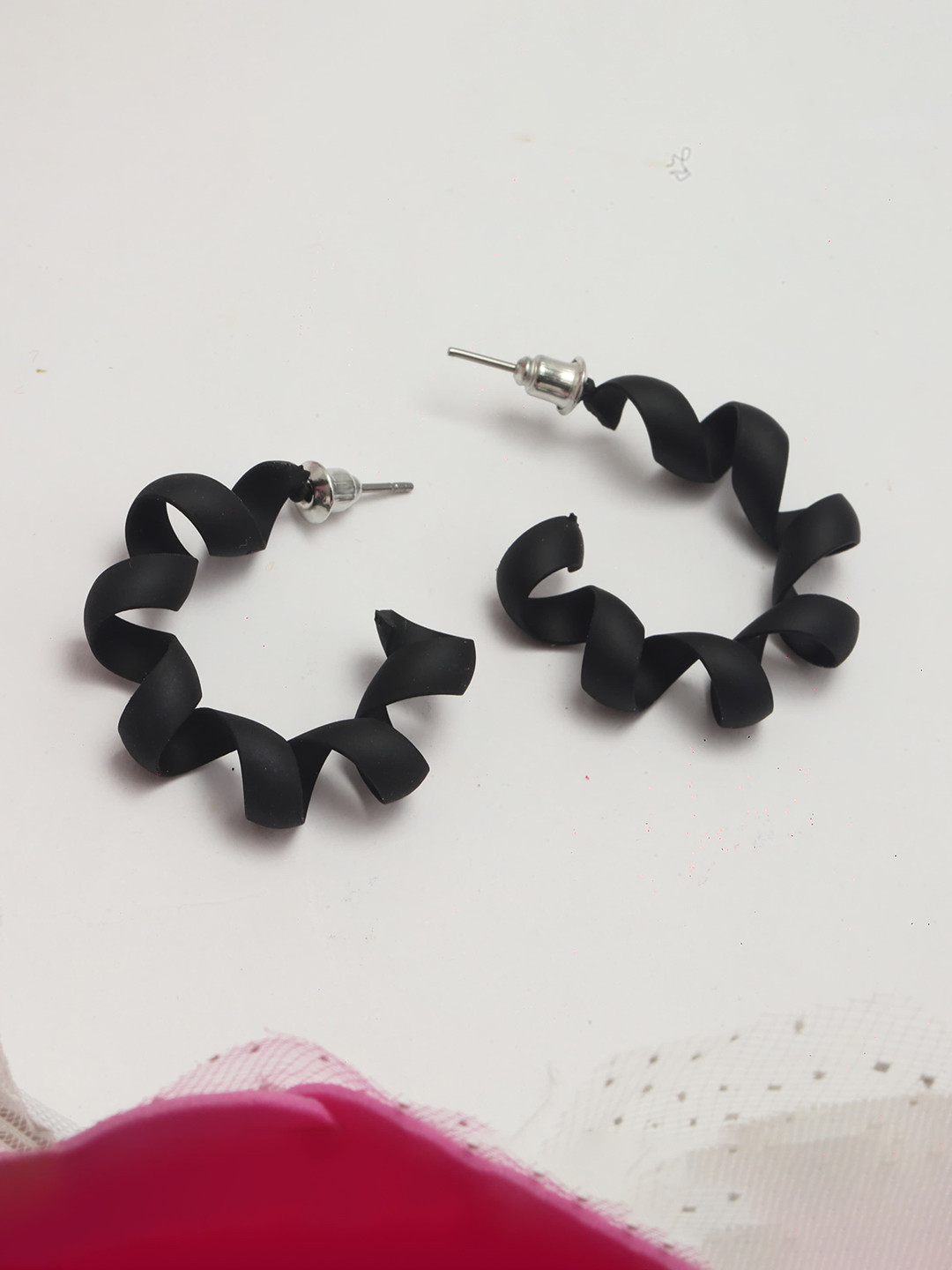 

Maansh Contemporary Half Hoop Earrings, Black