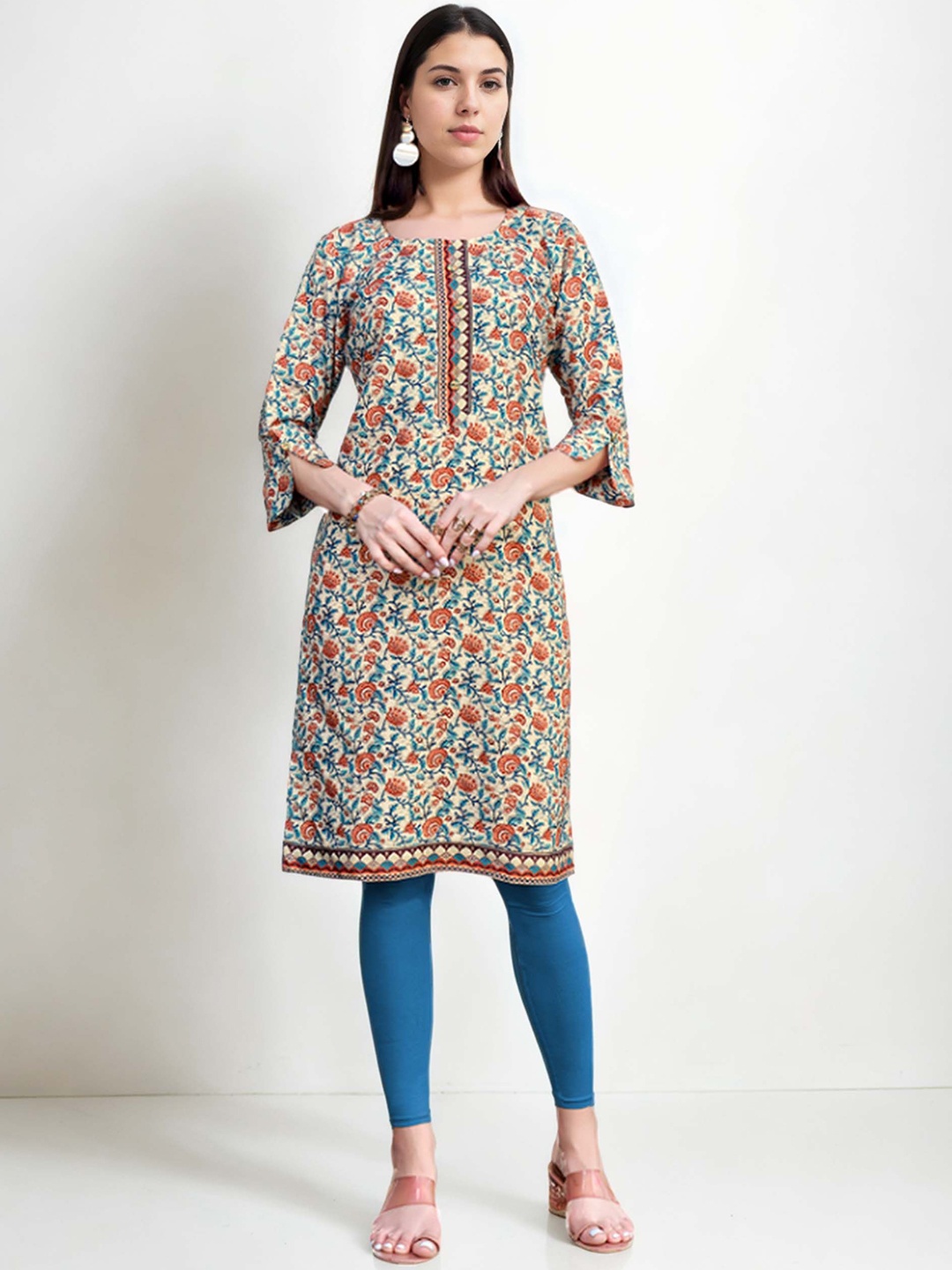 

Anouk Rustic Women Floral Printed Kurta, Cream