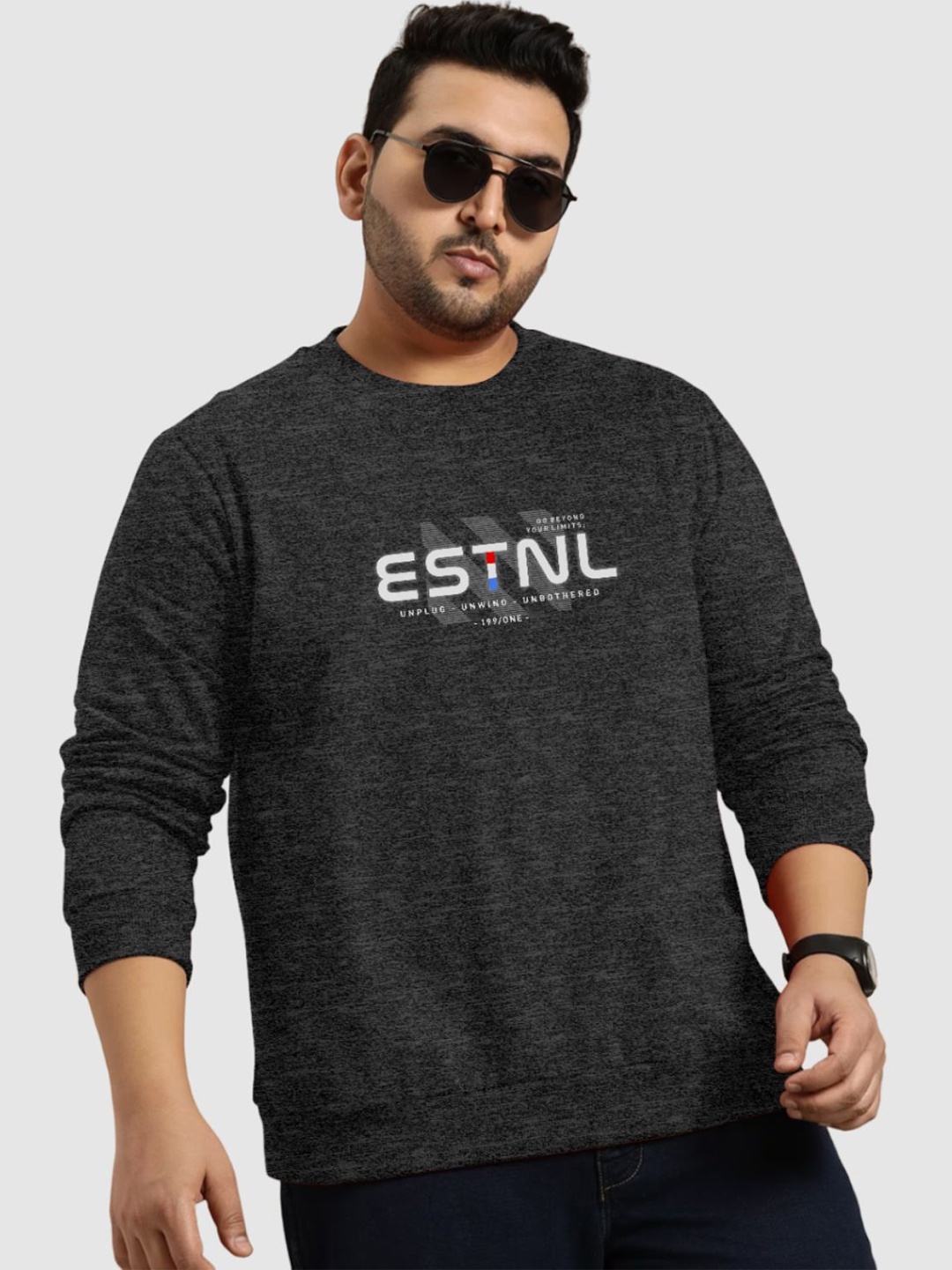 

TAB91 Men Printed Sweatshirt, Grey