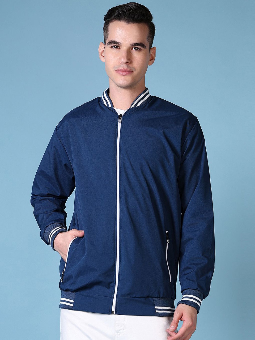 

V-Mart Men Bomber Jacket, Teal