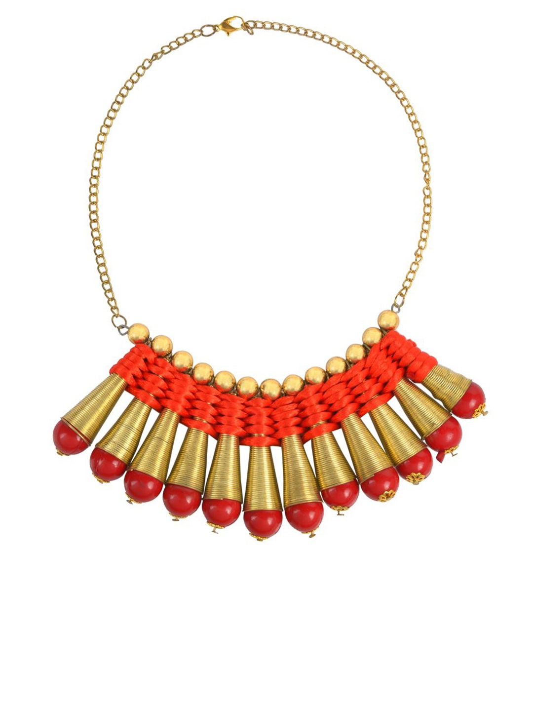 

MEMOIR Brass Rhodium-Plated Choker Necklace, Red