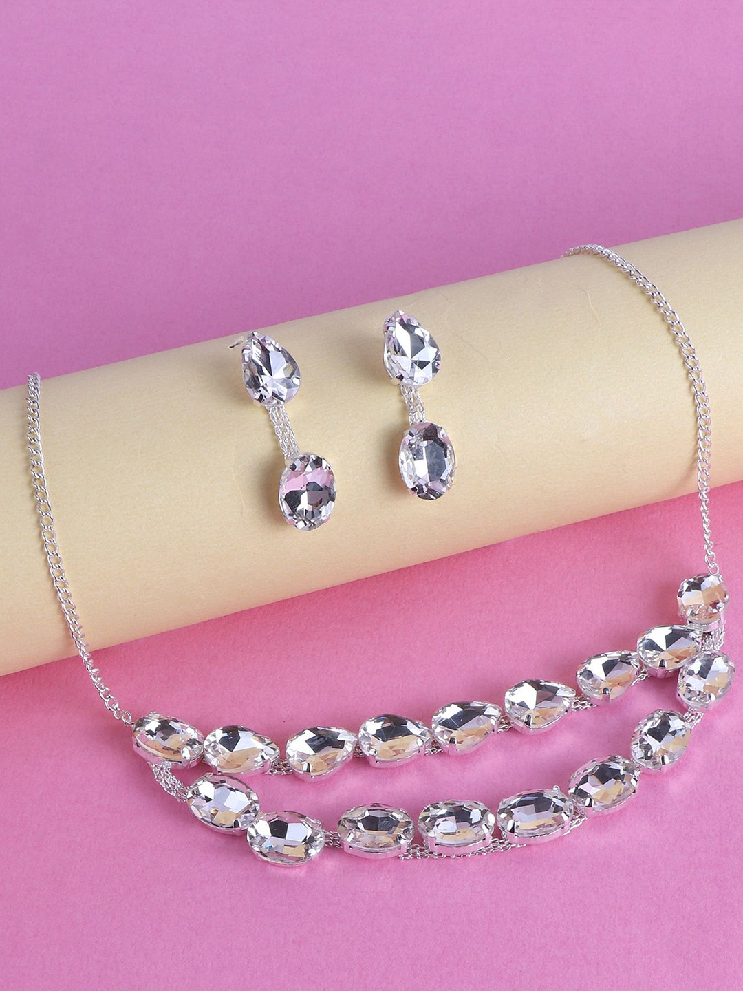 

Keviv Silver-Plated Stone-Studded Jewellery Set