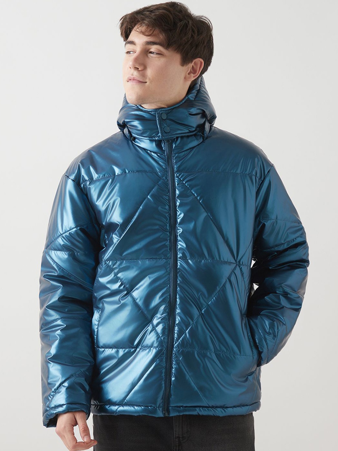 

Bewakoof Men Puffer Jacket, Blue