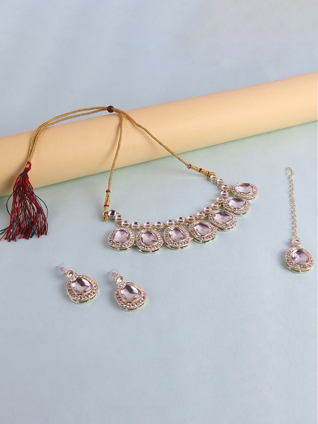 

Keviv Silver-Plated Kundan-Studded Jewellery Set
