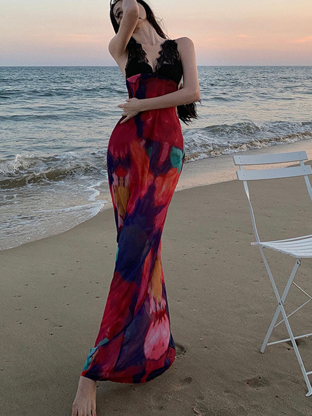 

LULU & SKY Women Printed Maxi Dress, Black