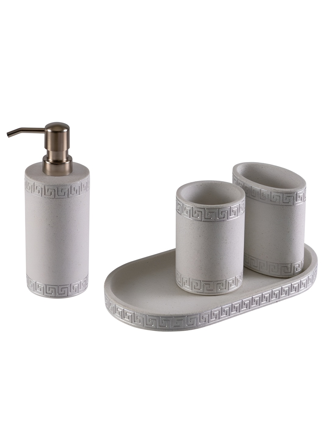 

Freelance Grey 4 piece Border Design Polyresin Bath Accessories Set