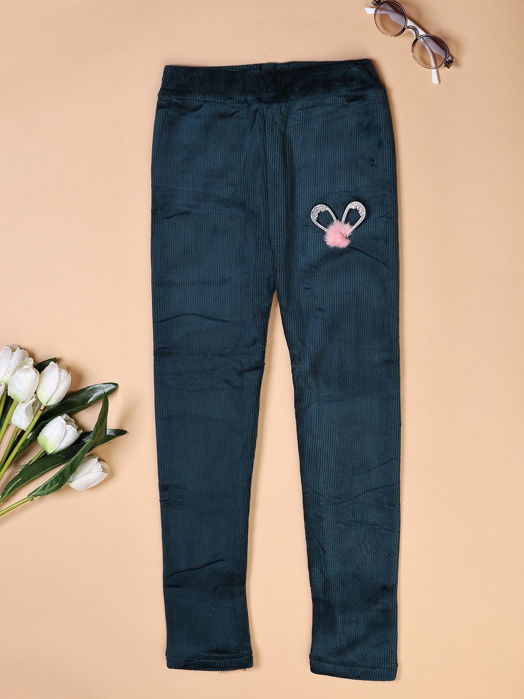 

V-Mart Girls Mid-Rise Ankle-Length Leggings, Green
