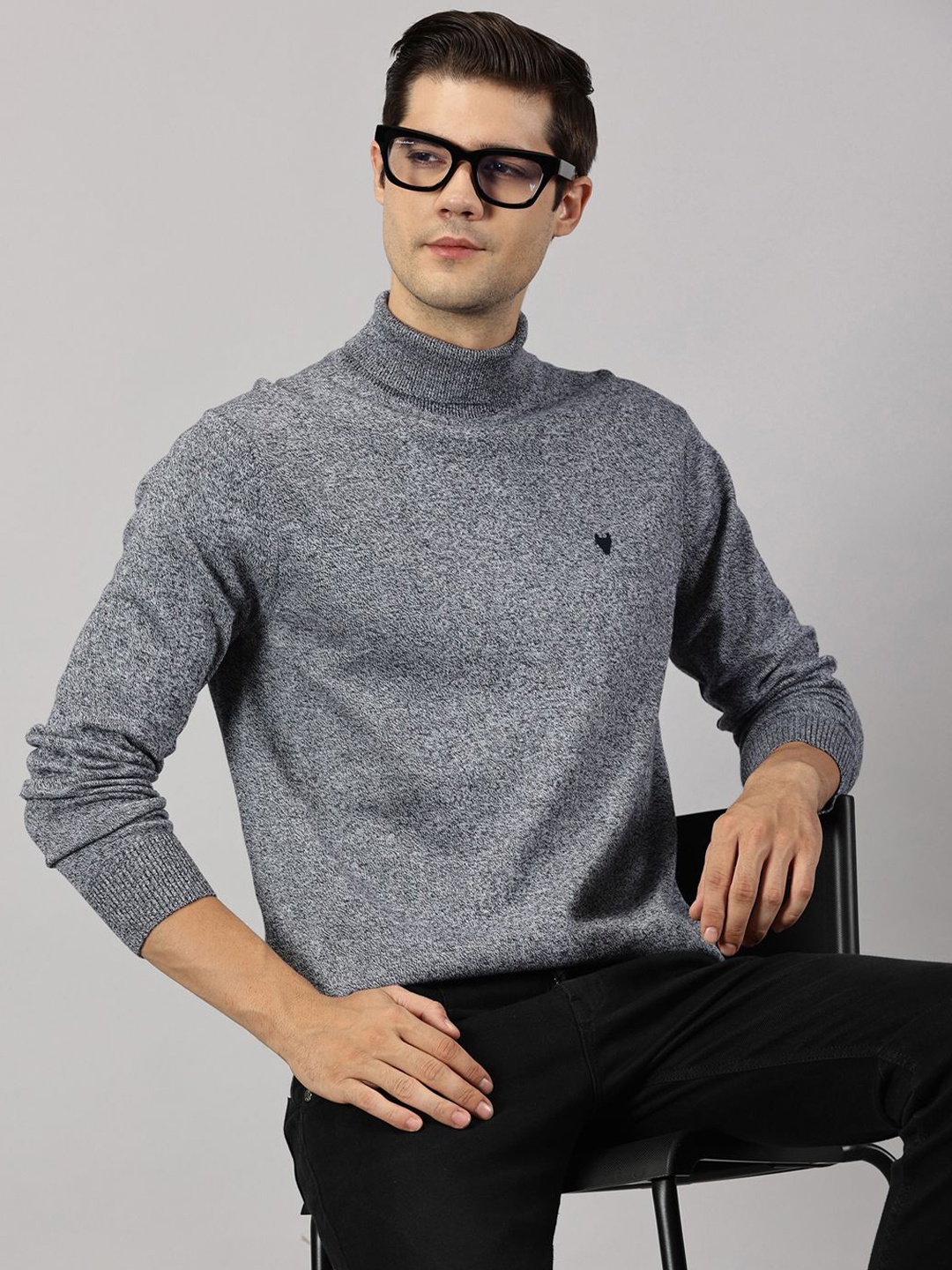

BLACK BUCK Solid Turtle Neck Sweater, Blue