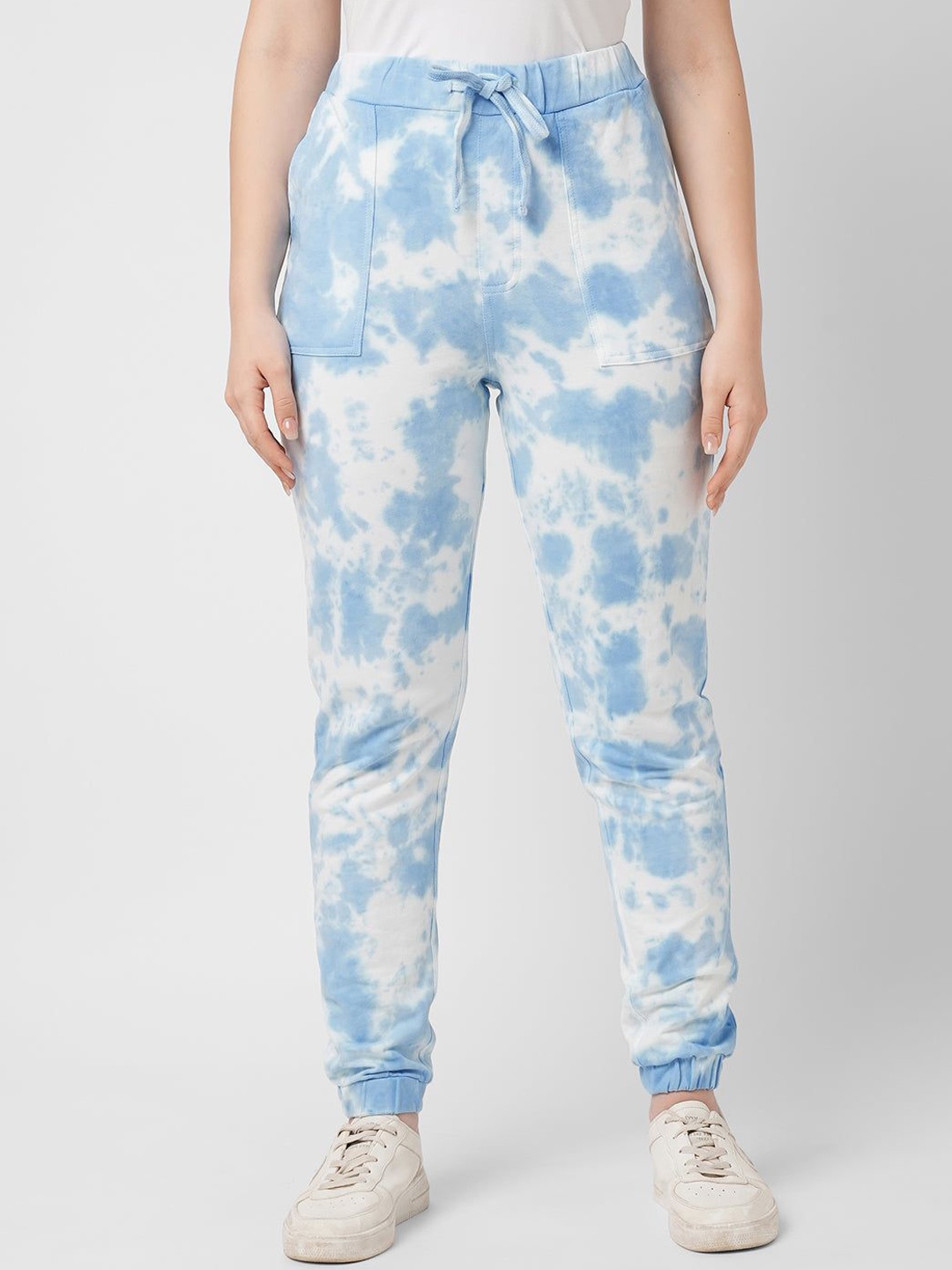 

Kraus Jeans Women Camouflage Printed Loose Fit High-Rise Trousers, Blue