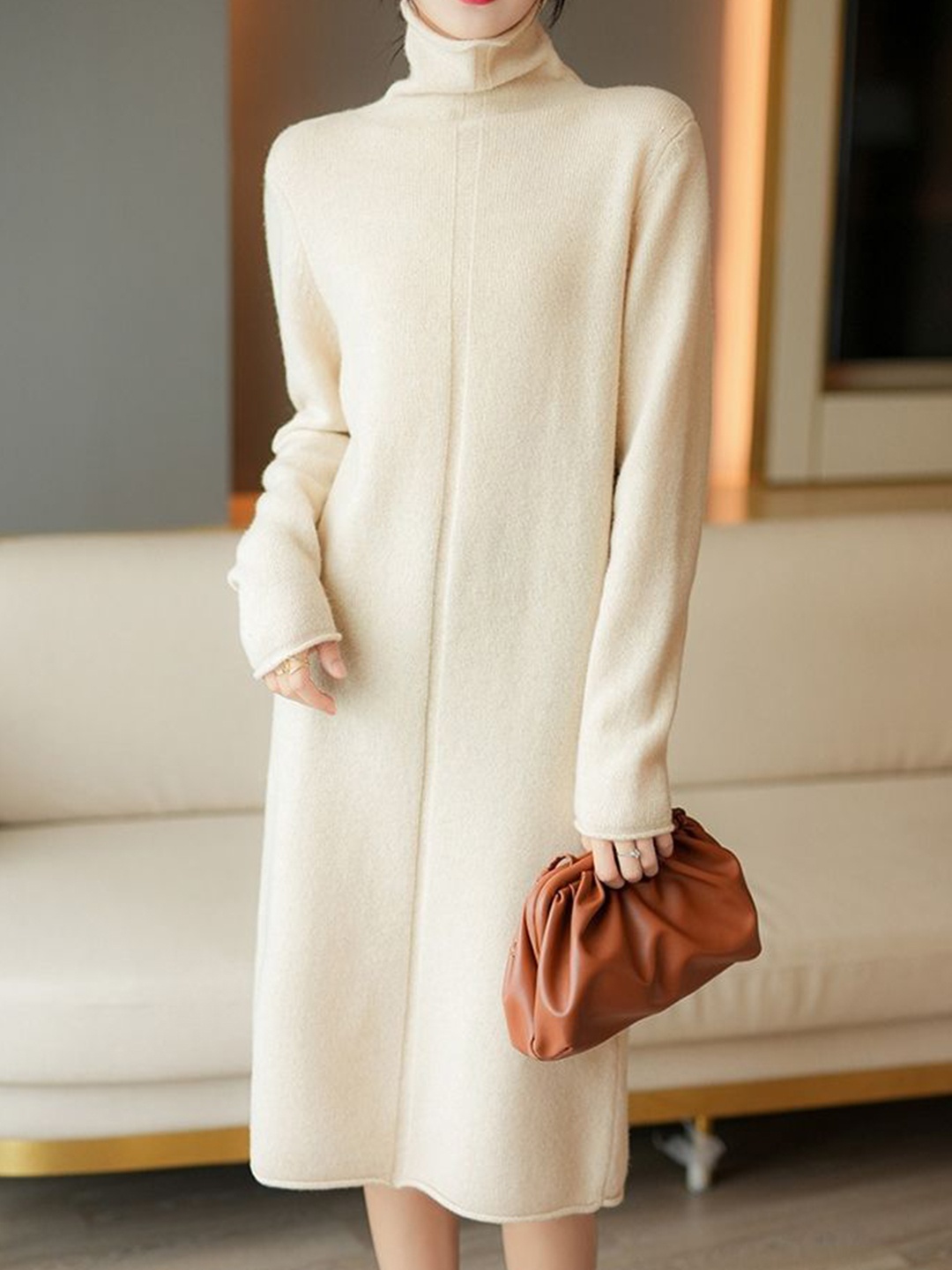 

LULU & SKY Women High Neck Jumper Dress, Off white