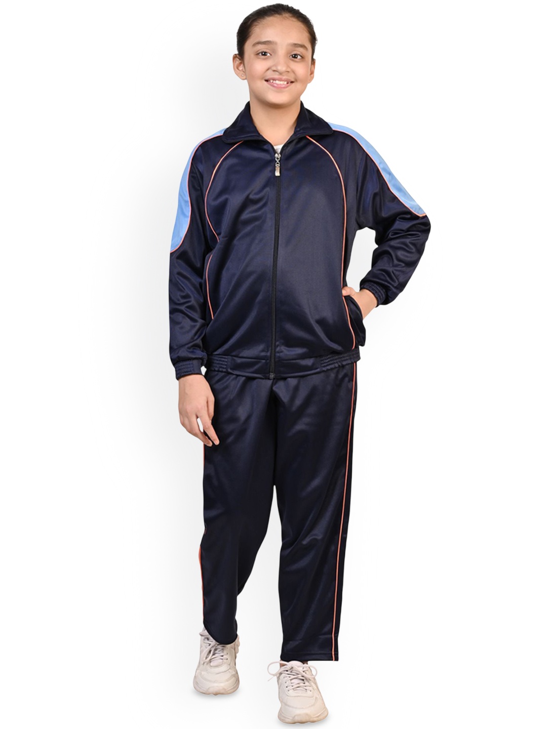 

BAESD Girls Mock Collar High-Rise Tracksuits, Navy blue