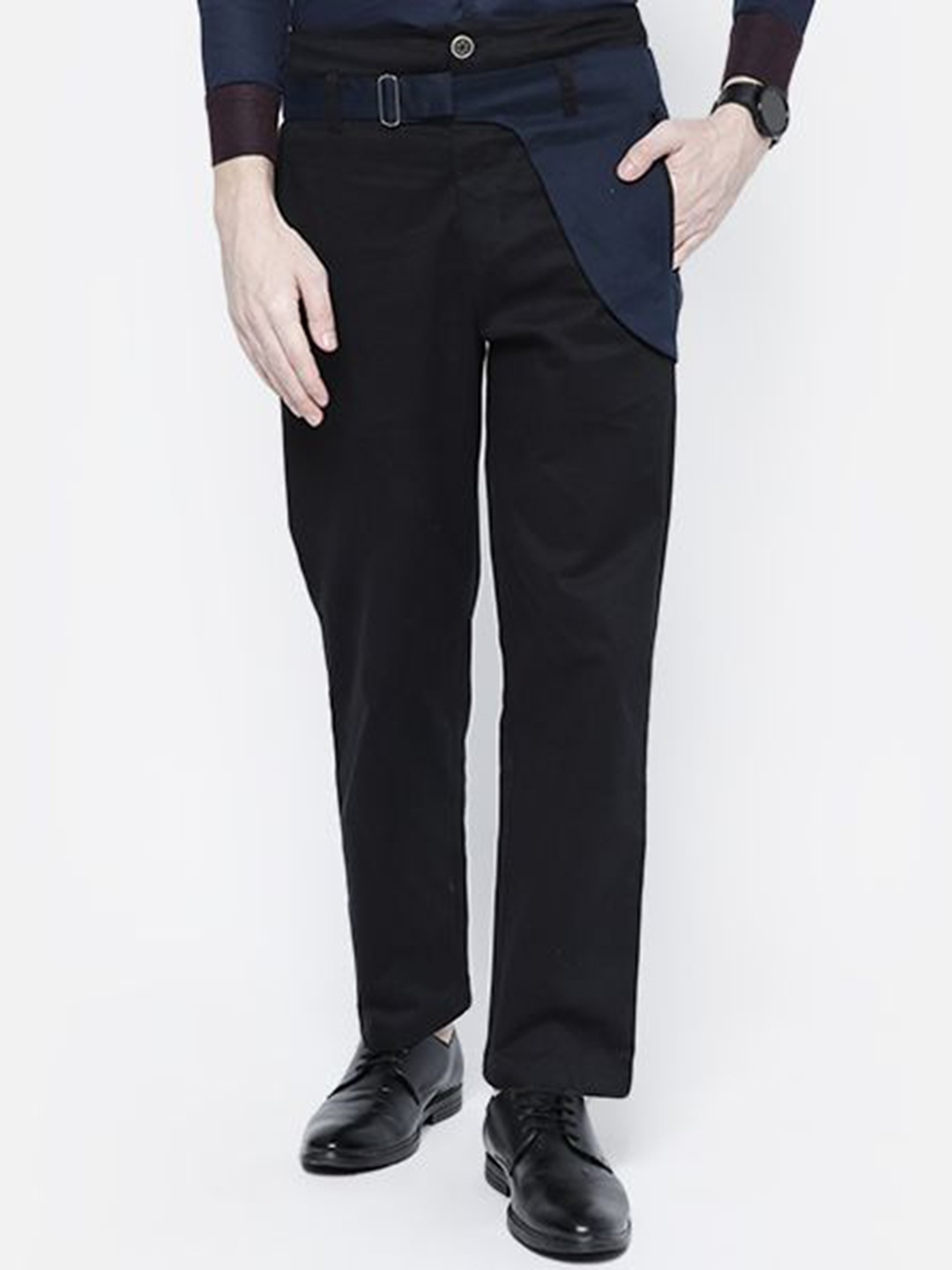 

SAMMYUKK Men Relaxed Straight Leg Straight Fit Formal Trousers, Black