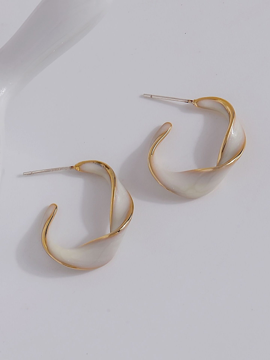 

Celestique Contemporary Hoop Earrings, White