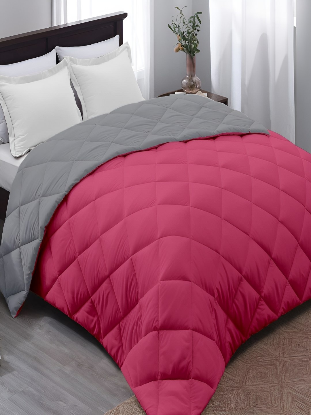 

tundwal's Pink & Grey Geometric Heavy Winter 210 GSM Double Bed Comforter