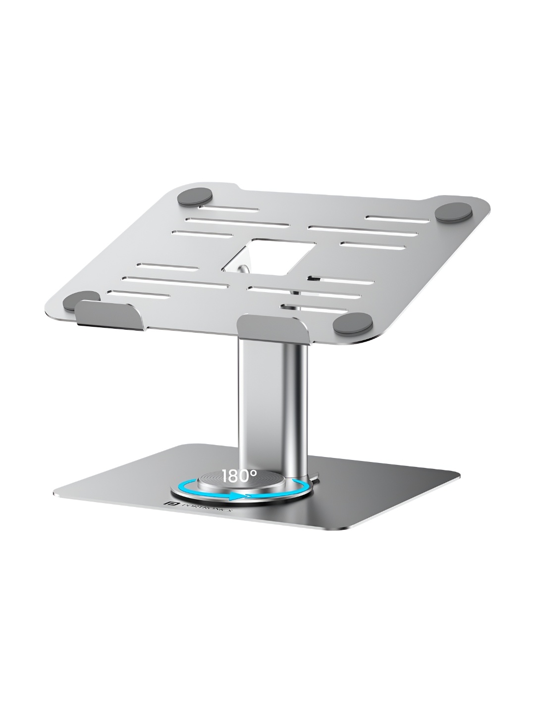 

Portronics Twister Metal Laptop Stand with Rotation Base, Angle & Height Adjustable, Silver