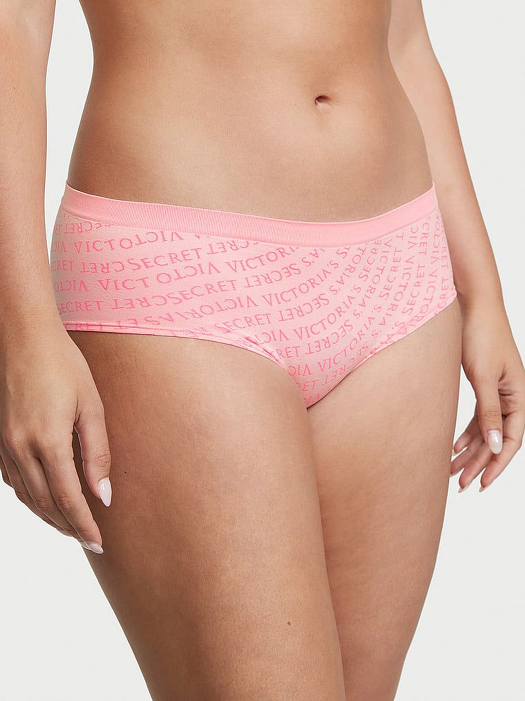 

Victoria's Secret Printed Seamless Mid Rise Hipster Briefs 112225115XUC, Pink