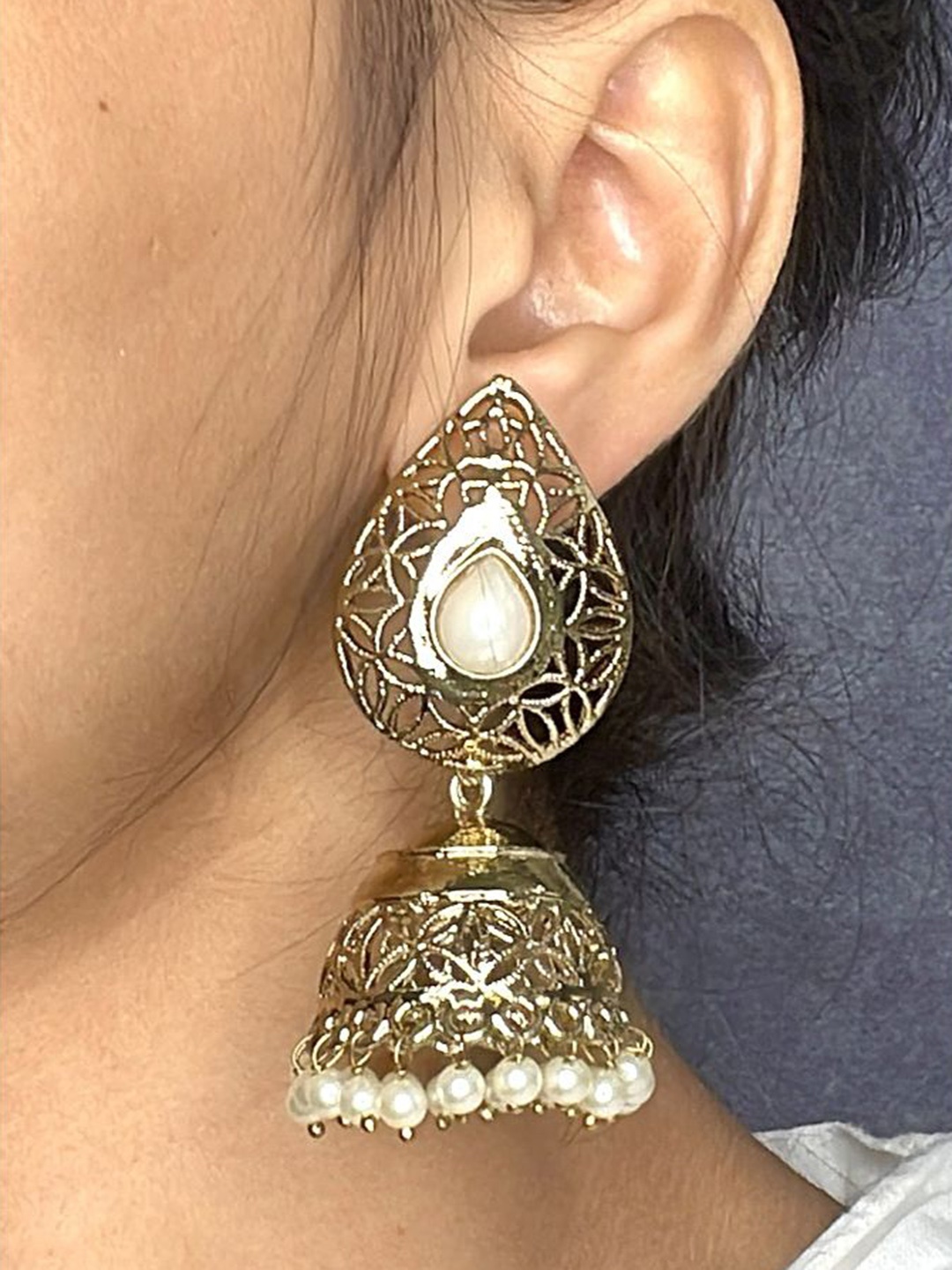 

ZIVOM Contemporary Jhumkas Earrings, Gold
