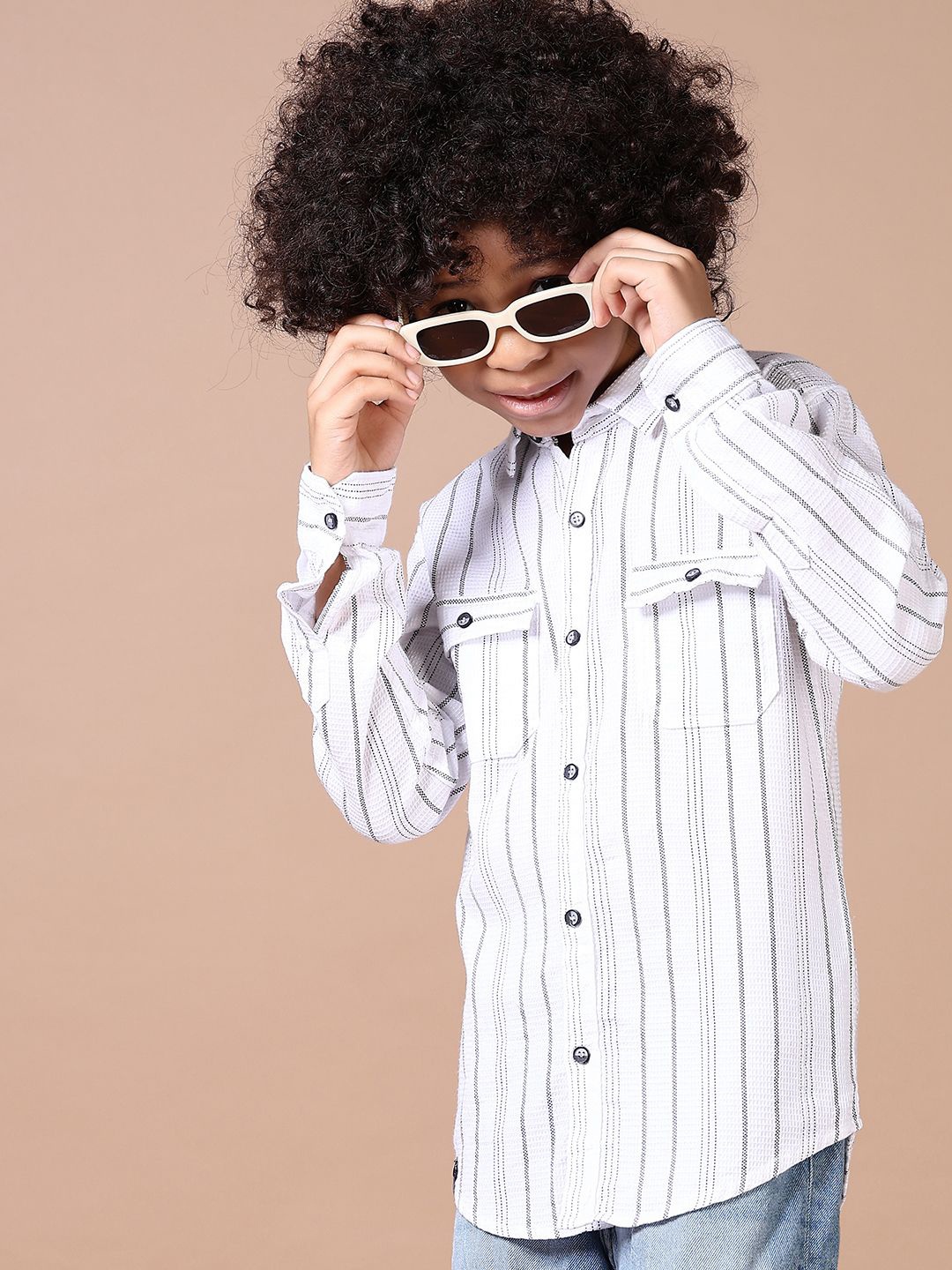 

V-Mart Boys Opaque Checked Casual Shirt, White
