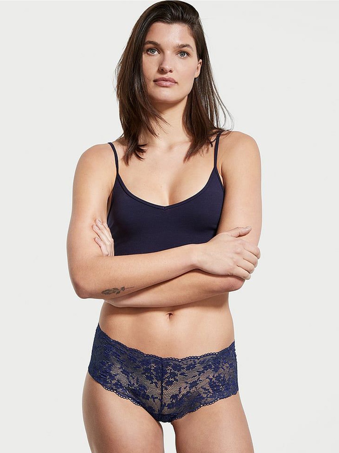 

Victoria's Secret Lace Low-Rise Boy Shorts Briefs 1120113698L4, Blue