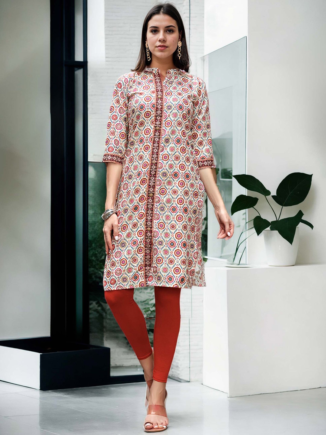 

Anouk Rustic Women Ethnic Motifs Printed Kurta, Cream
