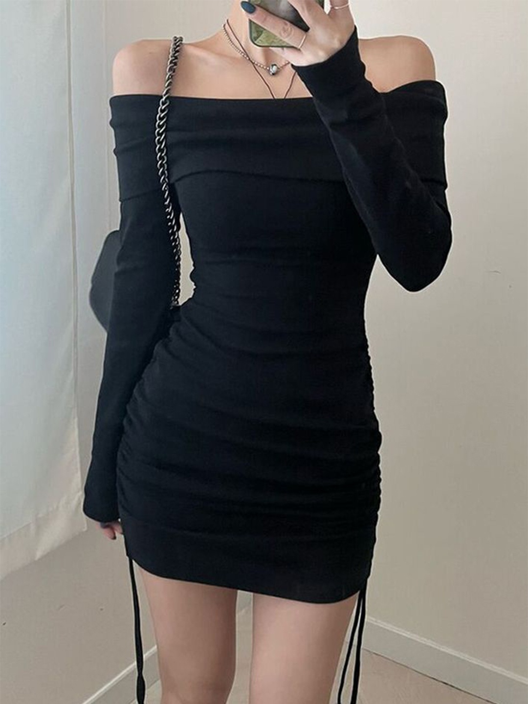 

LULU & SKY Women Off Shoulder Bodycon Dress, Black