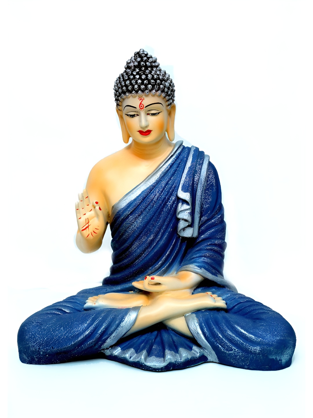 

NAYRA HANDICRAFTS Blue & Cream Coloured Buddha Idol Showpiece