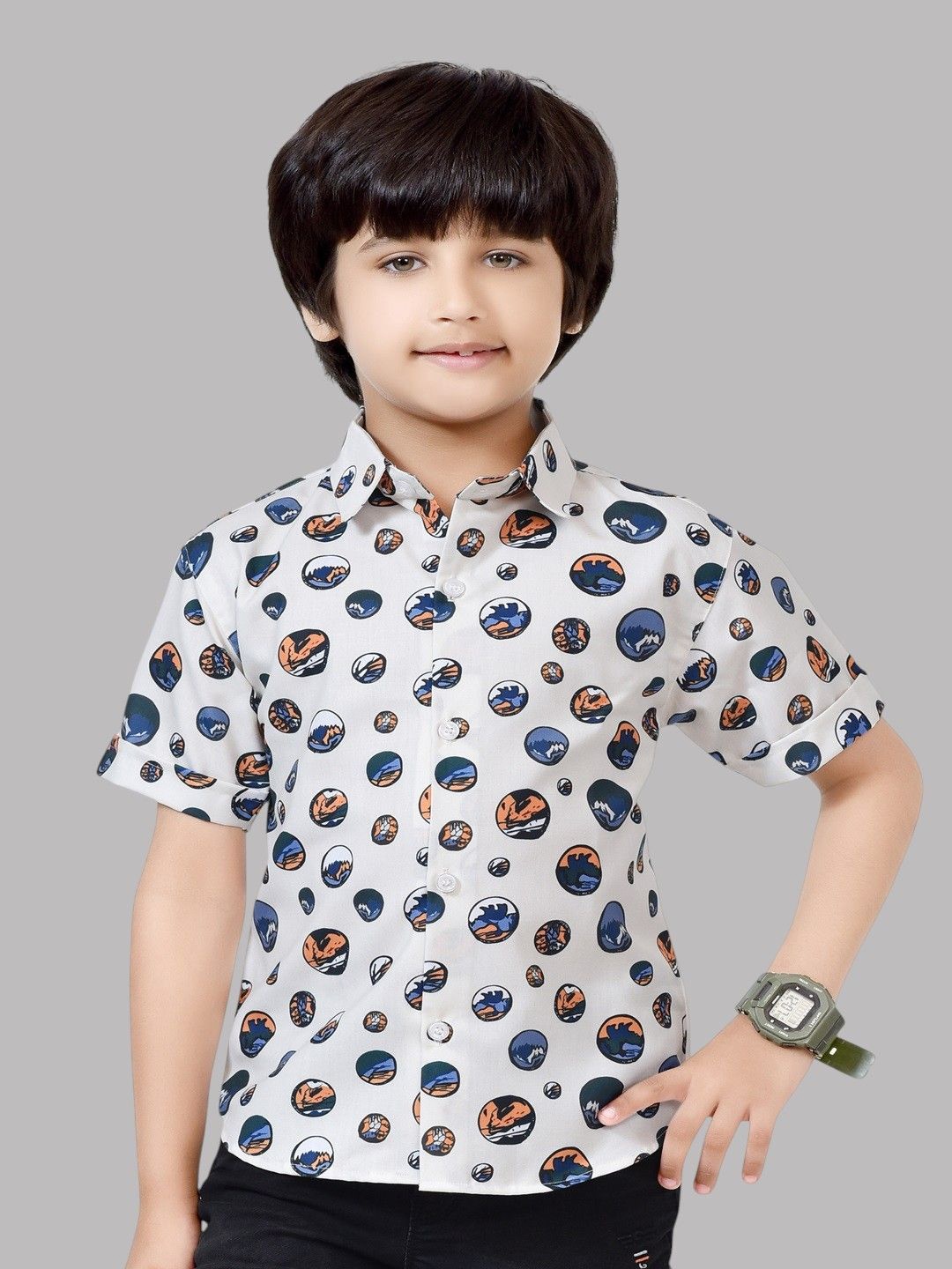 

BAESD Boys Comfort Opaque Printed Casual Shirt, White