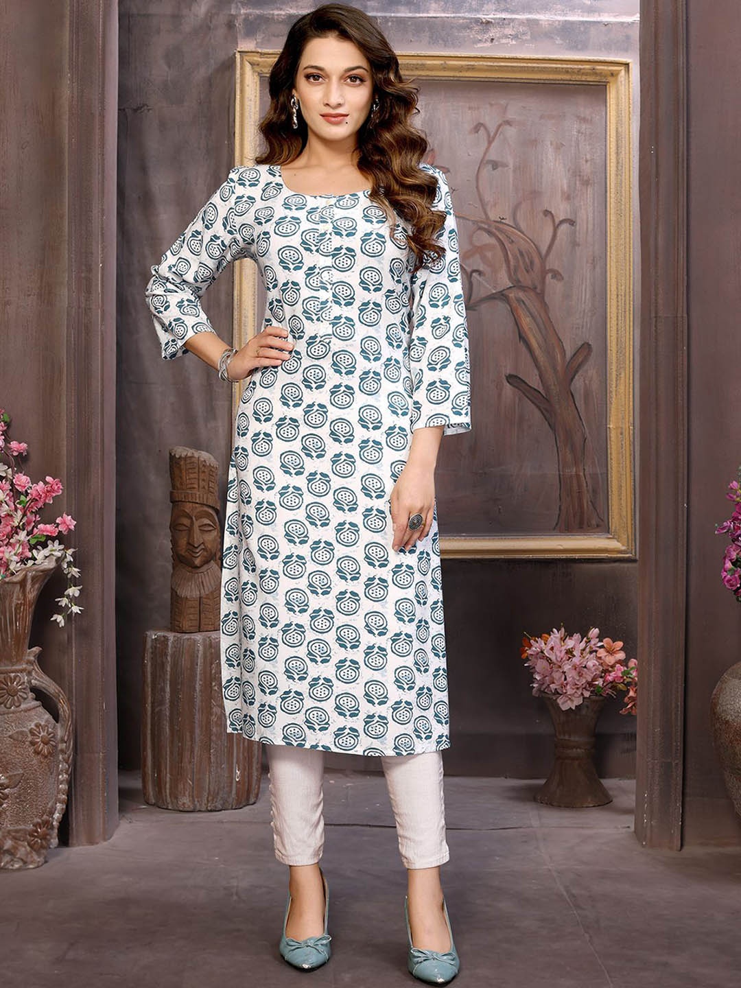 

Rangita Women Printed Kurta, Blue