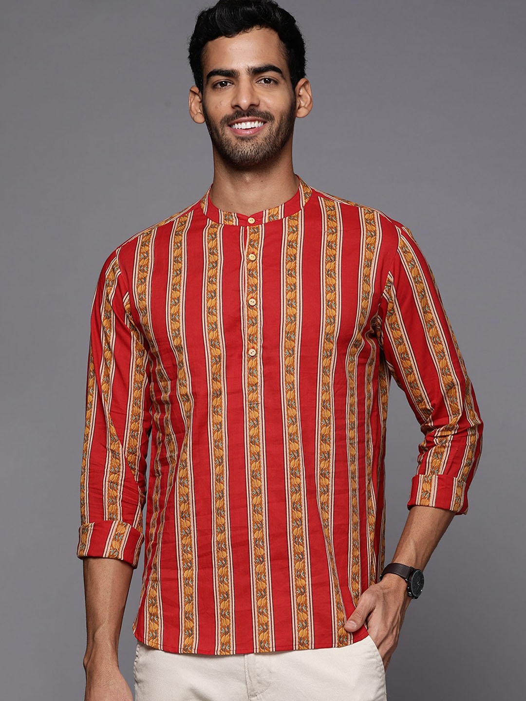 

Anouk Men Printed Kurta, Red