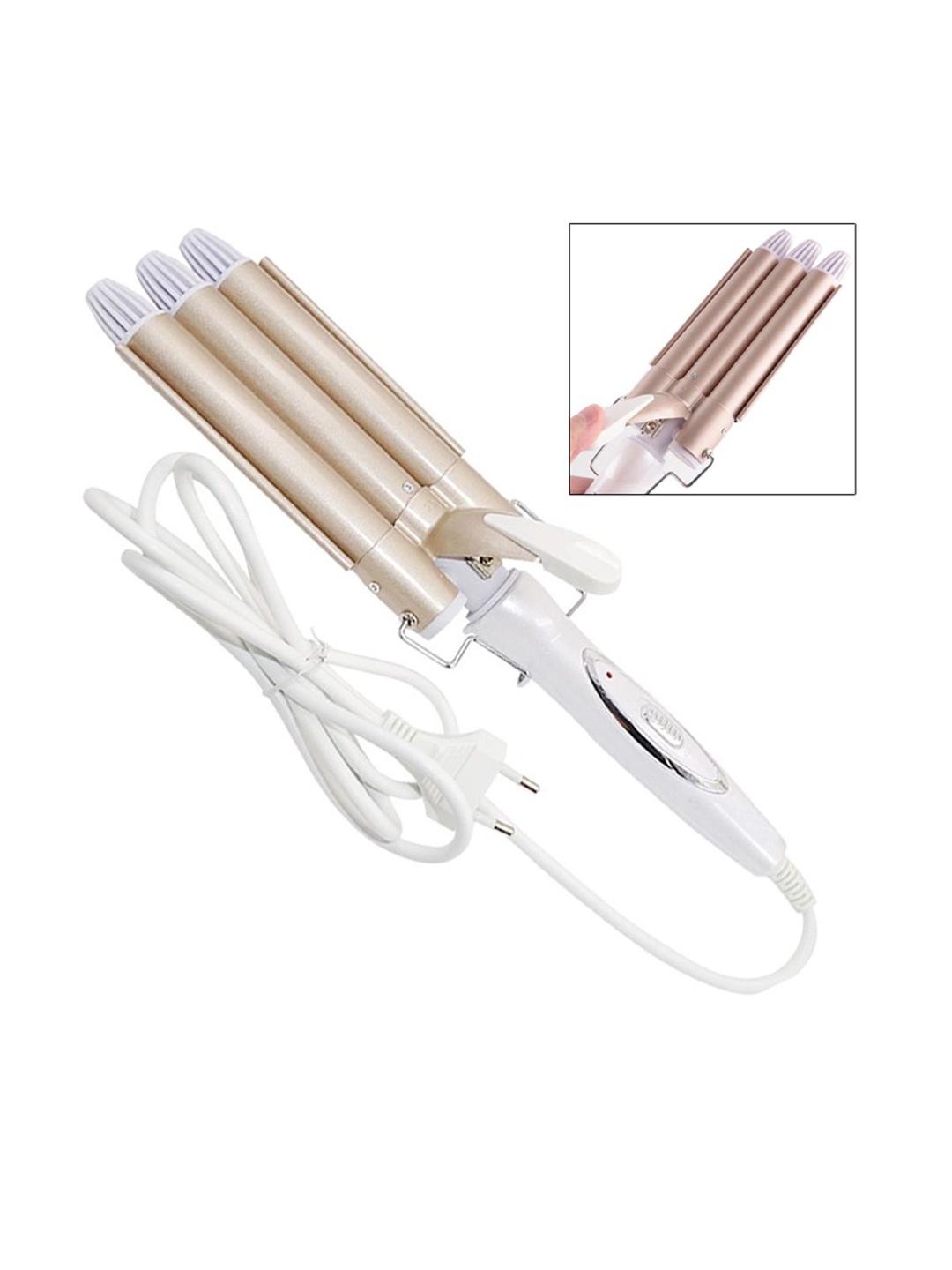

KMI Iron Ceramic Triple Barrel Heavy Duty Hair Curler - Nude